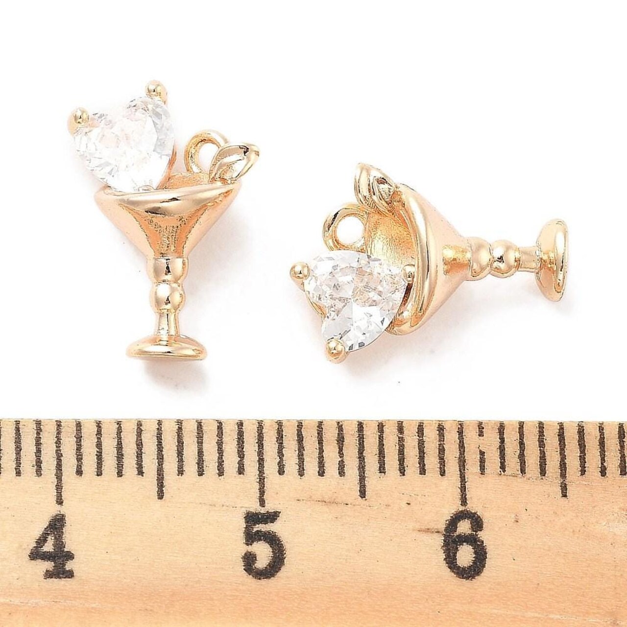 14x10x7mm 18k Brass Rhinestone Cocktail Charms - Choose Gold or Platinum